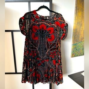 Free People Strawberry Fields Velvet Mini Dress